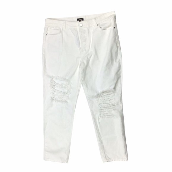 AFRM Denim - AFRM Luisa White Denim Distressed High Rise Button Fly Ankle Jeans Size 31